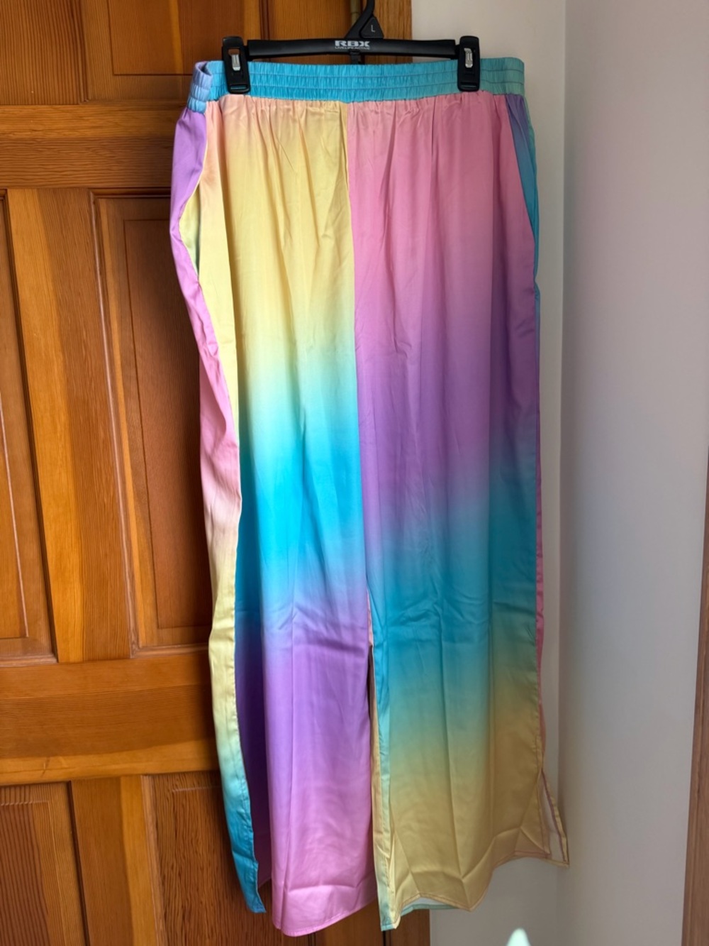 Dressed in LALA satin playsuit pastel rainbow daydream 2X 2-pc set plus size NWT - Picture 5 of 7